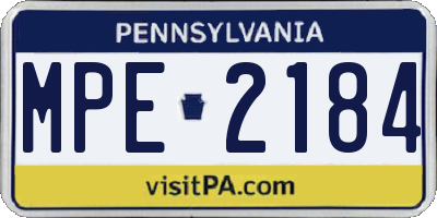 PA license plate MPE2184