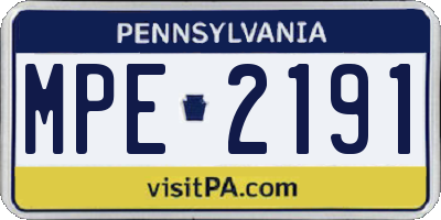 PA license plate MPE2191