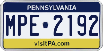 PA license plate MPE2192