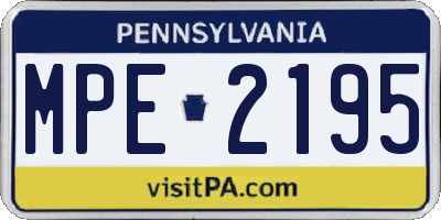 PA license plate MPE2195