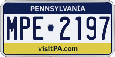 PA license plate MPE2197