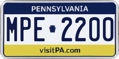 PA license plate MPE2200