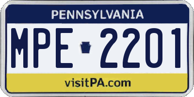 PA license plate MPE2201