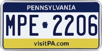 PA license plate MPE2206