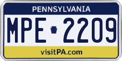 PA license plate MPE2209