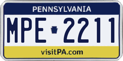 PA license plate MPE2211