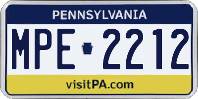 PA license plate MPE2212