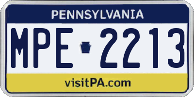 PA license plate MPE2213
