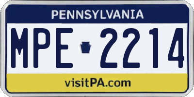 PA license plate MPE2214