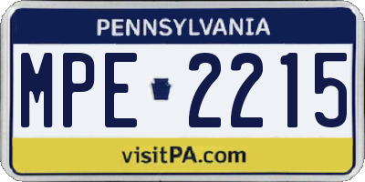 PA license plate MPE2215