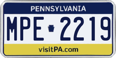 PA license plate MPE2219