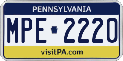 PA license plate MPE2220
