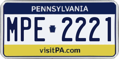 PA license plate MPE2221