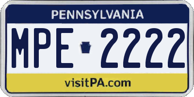 PA license plate MPE2222
