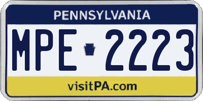 PA license plate MPE2223