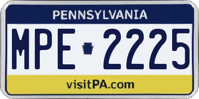 PA license plate MPE2225
