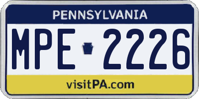PA license plate MPE2226