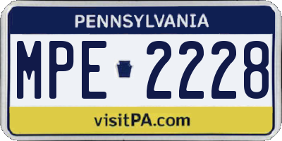 PA license plate MPE2228