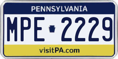 PA license plate MPE2229