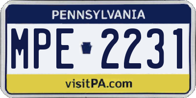 PA license plate MPE2231