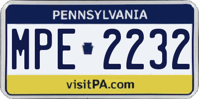 PA license plate MPE2232