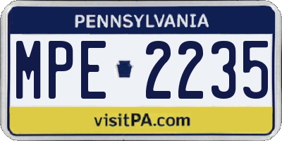PA license plate MPE2235