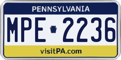 PA license plate MPE2236