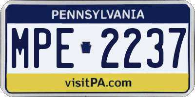 PA license plate MPE2237