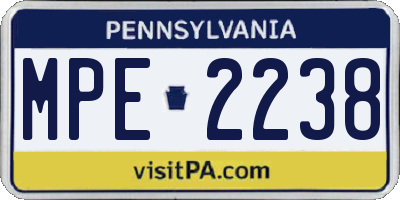 PA license plate MPE2238
