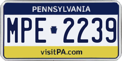 PA license plate MPE2239