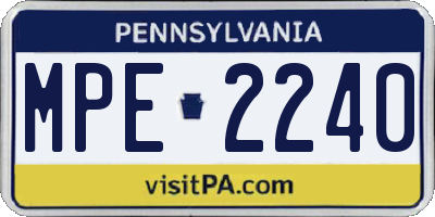 PA license plate MPE2240