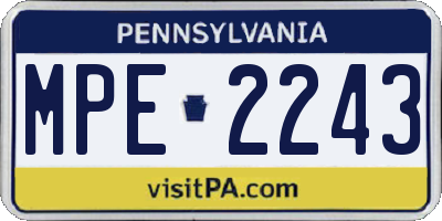 PA license plate MPE2243