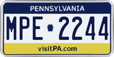PA license plate MPE2244