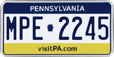 PA license plate MPE2245
