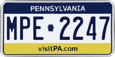 PA license plate MPE2247