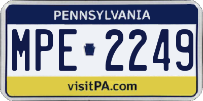 PA license plate MPE2249