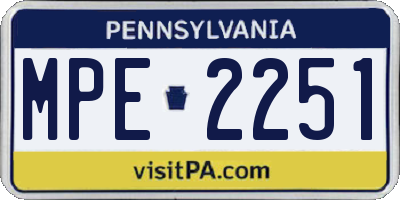 PA license plate MPE2251