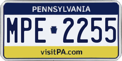 PA license plate MPE2255