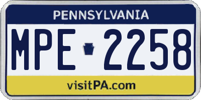 PA license plate MPE2258