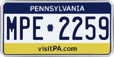 PA license plate MPE2259