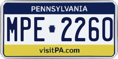 PA license plate MPE2260