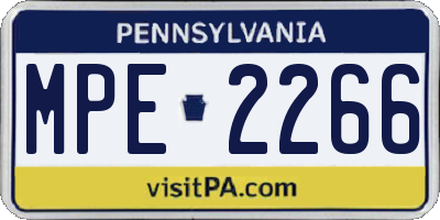 PA license plate MPE2266