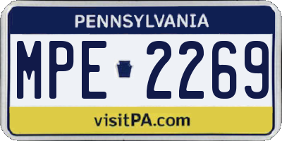 PA license plate MPE2269