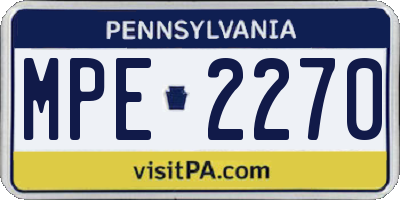 PA license plate MPE2270