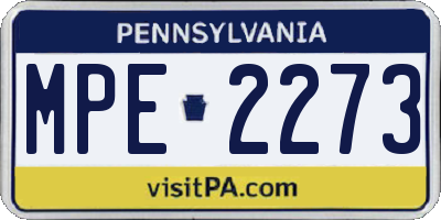 PA license plate MPE2273