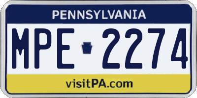 PA license plate MPE2274
