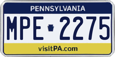 PA license plate MPE2275