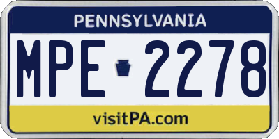 PA license plate MPE2278