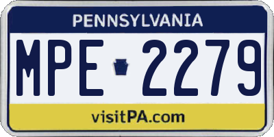 PA license plate MPE2279