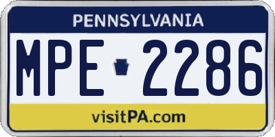 PA license plate MPE2286